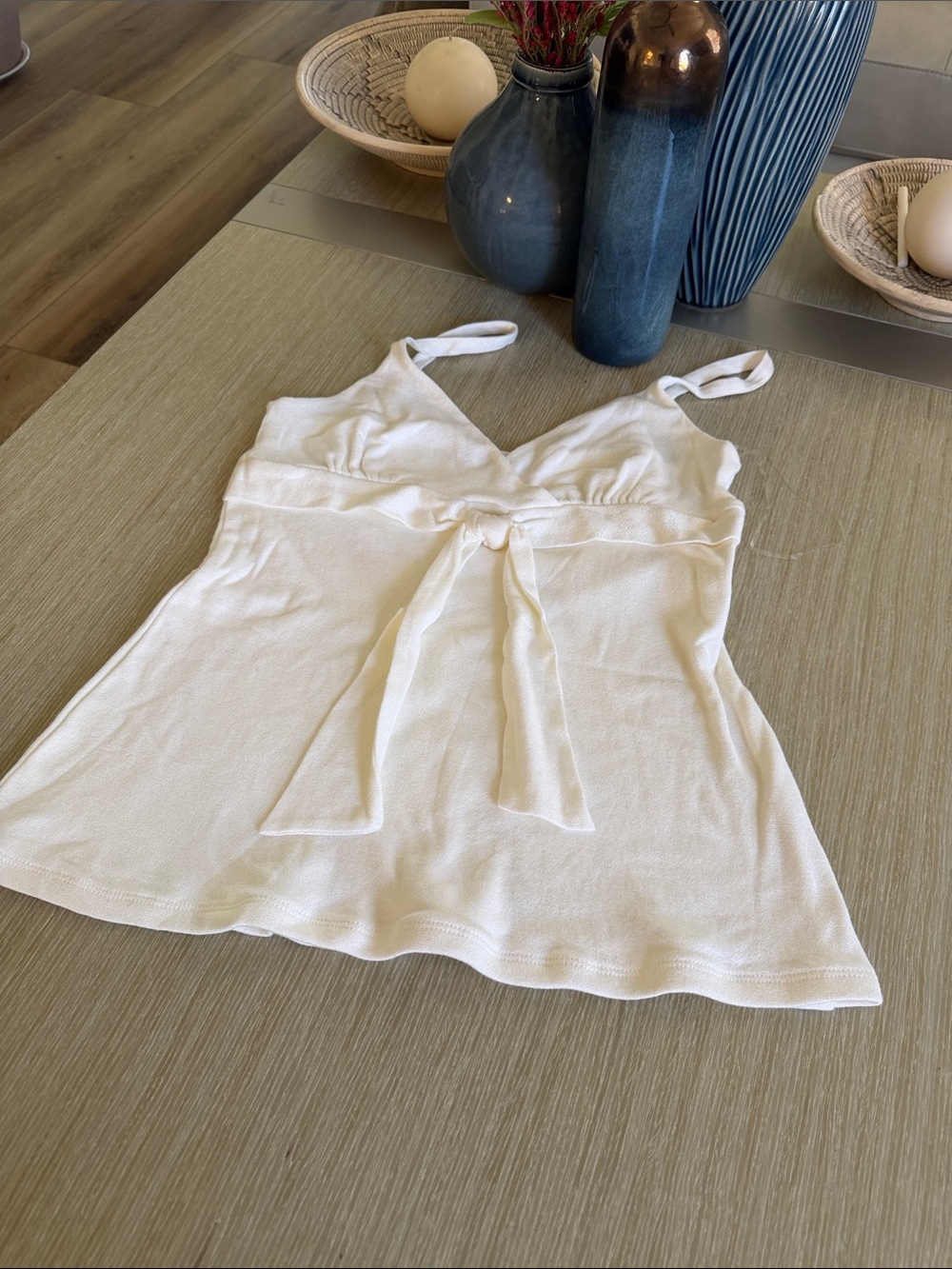 INC International Concepts White Tie-Front Tank Top